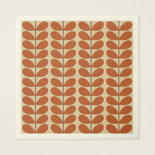 Mid Century Danish Leaves, Rust Brown and Beige Napkins
