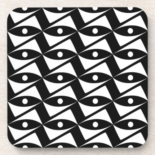 Mid_Century Delta Wings _ black and white Coaster
