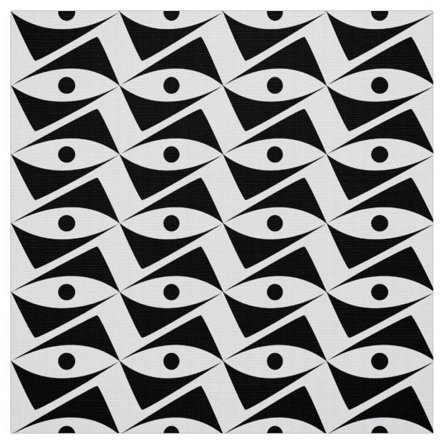 Mid-Century Delta Wings - black and white Fabric (Swatch)