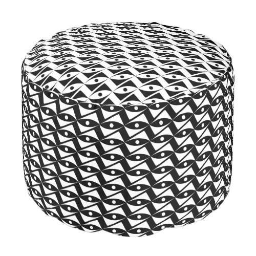 Mid_Century Delta Wings _ black and white Pouf