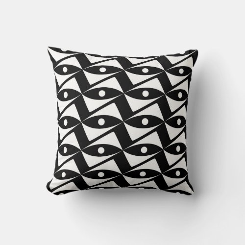 Mid_Century Delta Wings _ black and white Throw Pillow