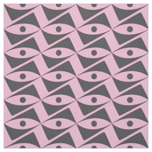 Mid-Century Delta Wings - grey and pink Fabric