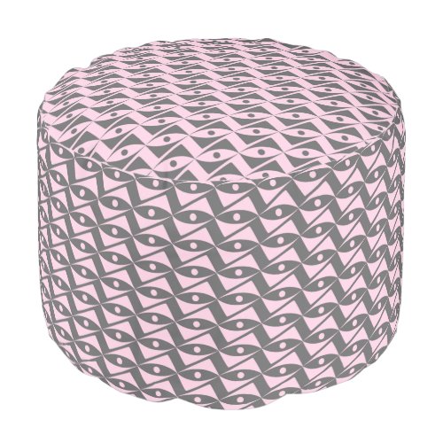 Mid_Century Delta Wings _ grey and pink Pouf