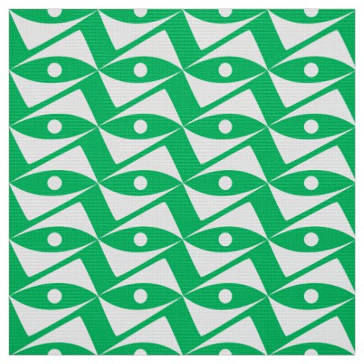 Mid-Century Delta Wings - jade green and white Fabric