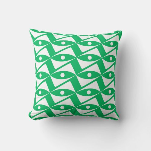 Mid_Century Delta Wings _ jade green and white Throw Pillow