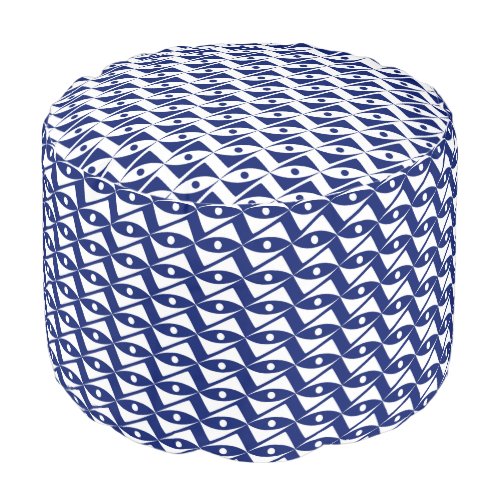 Mid_Century Delta Wings _ navy and white Pouf