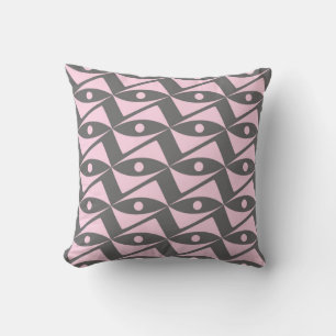 Mid-Century Delta Wings - pink and grey Throw Pillow