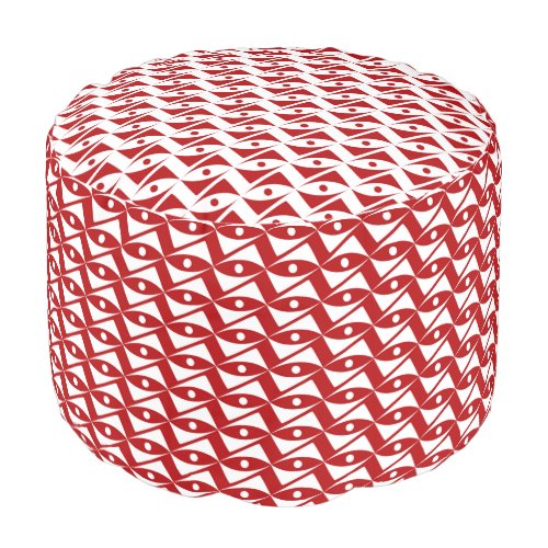 Mid_Century Delta Wings _ red and white Pouf