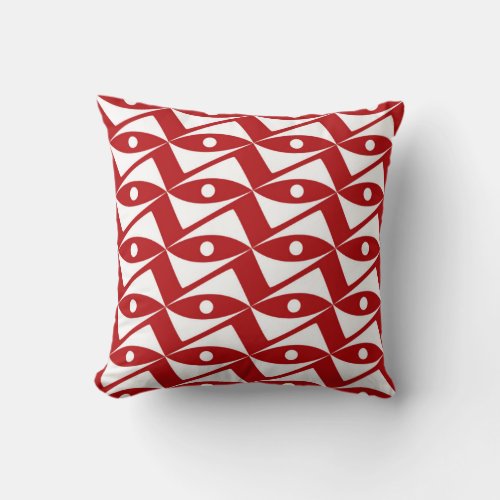 Mid_Century Delta Wings _ red and white Throw Pillow