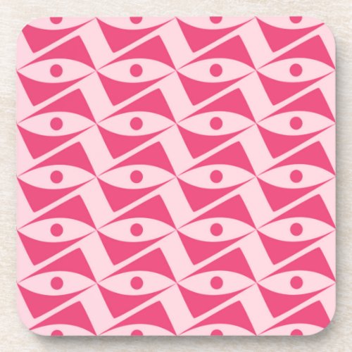 Mid_Century Delta Wings _ strawberry pink Drink Coaster