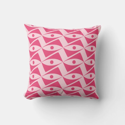 Mid_Century Delta Wings _ strawberry pink Throw Pillow