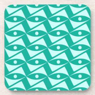 Mid-Century Delta Wings - turquoise & aqua Drink Coaster