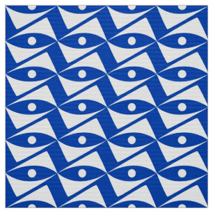 Mid-Century Delta Wings - white and cobalt Fabric