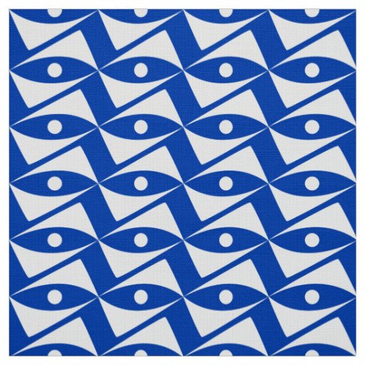 Mid-Century Delta Wings - white and cobalt Fabric