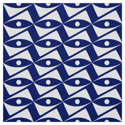 Mid-Century Delta Wings - white and navy Fabric