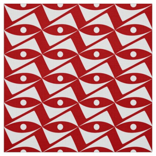 Mid_Century Delta Wings _ white and red Fabric