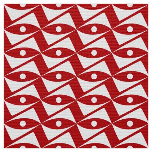 Mid-Century Delta Wings - white and red Fabric