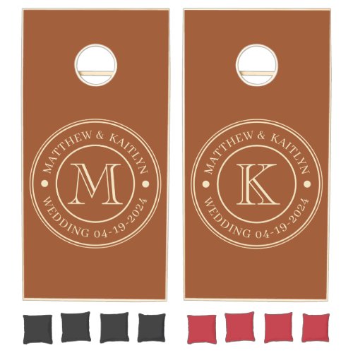 Mid-Century Desert Sun Wedding Monogram Cornhole Set