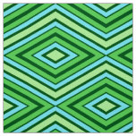 Mid Century Diamond Pattern Jade Green and Aqua   Fabric