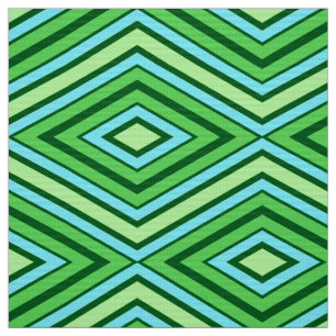 Mid Century Diamond Pattern Jade Green and Aqua Fabric