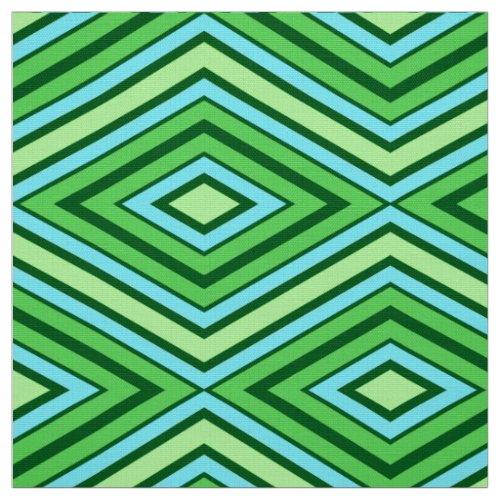 Mid Century Diamond Pattern Jade Green and Aqua   Fabric