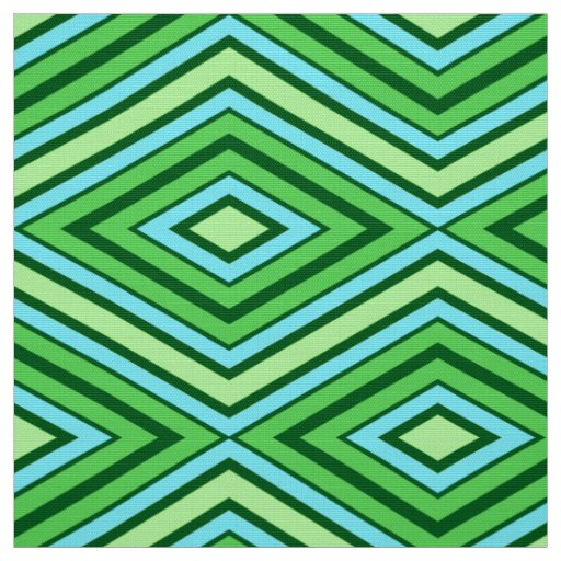 Mid Century Diamond Pattern Jade Green and Aqua   Fabric