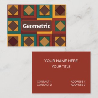 Mid Century Diamond Square Geometric Pattern Business Card