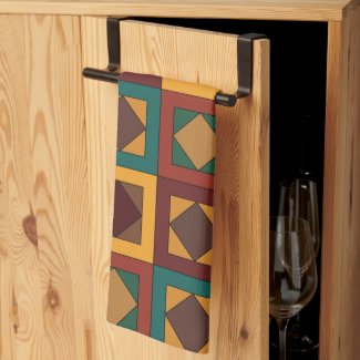 Mid Century Diamond Square Geometric Pattern Kitchen Towel