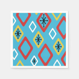 Mid Century Diamonds Blue Red Yellow Napkins