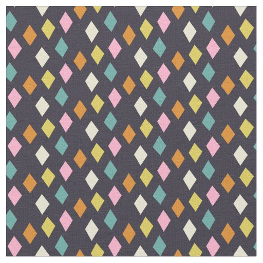 Mid Century Diamonds on Black Fabric