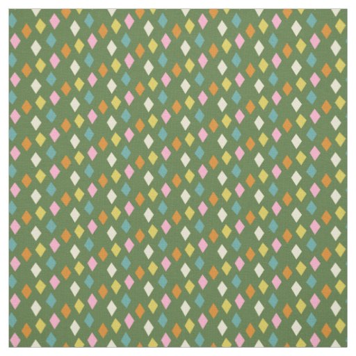 Mid Century Diamonds on Green Fabric