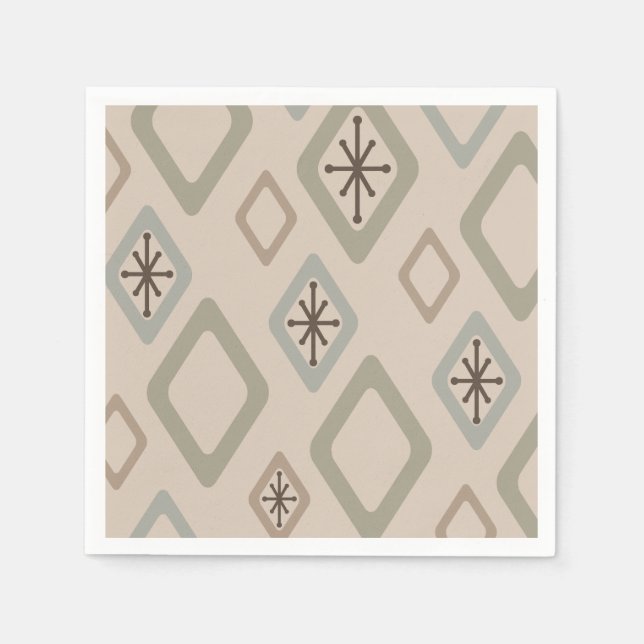 Mid Century Diamonds Soft Neutrals Napkins (Front)
