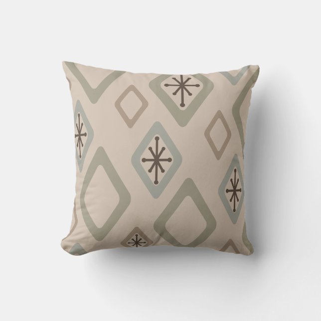 Mid Century Diamonds Soft Neutrals Throw Pillow (Front)
