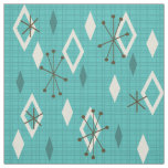 Mid Century Diamonds Starbursts Turquoise Fabric