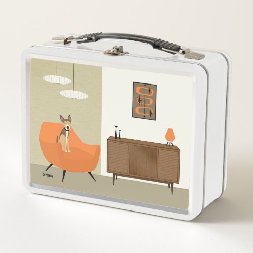 Mid Century Dog with Oblongs Metal Lunch Box