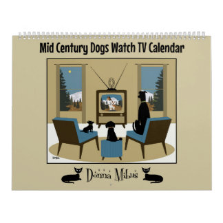 Mid Century Dogs Watch TV Calendar
