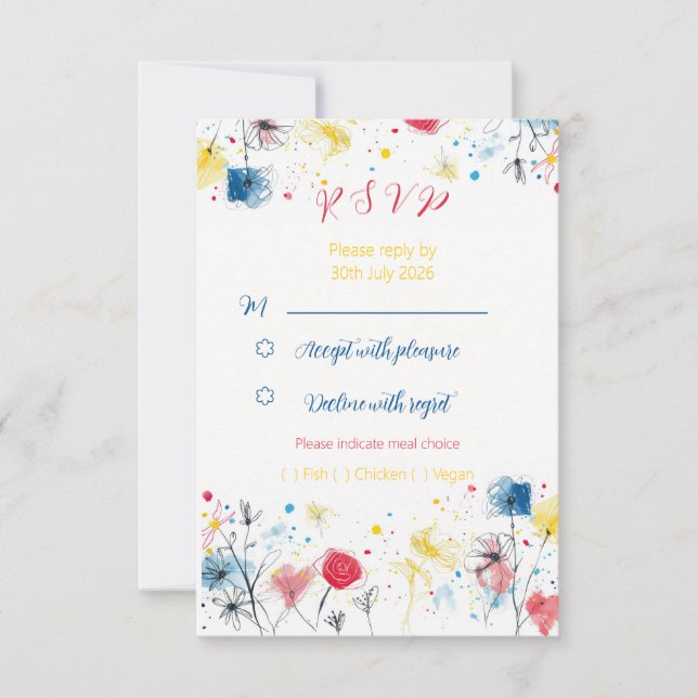 Mid century doodle - RSVP card (Front)