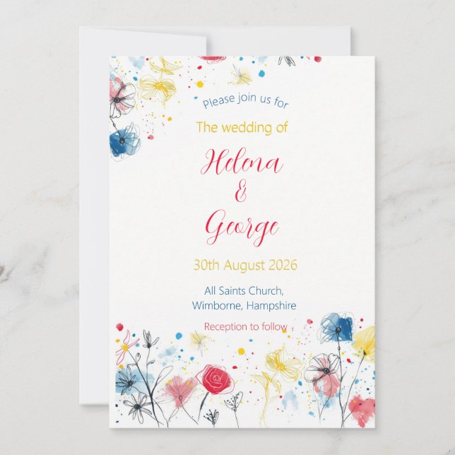Mid century doodle - wedding invitation (Front)