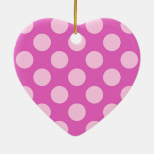 Mid-Century dots - fuchsia pink and coral Ceramic Ornament