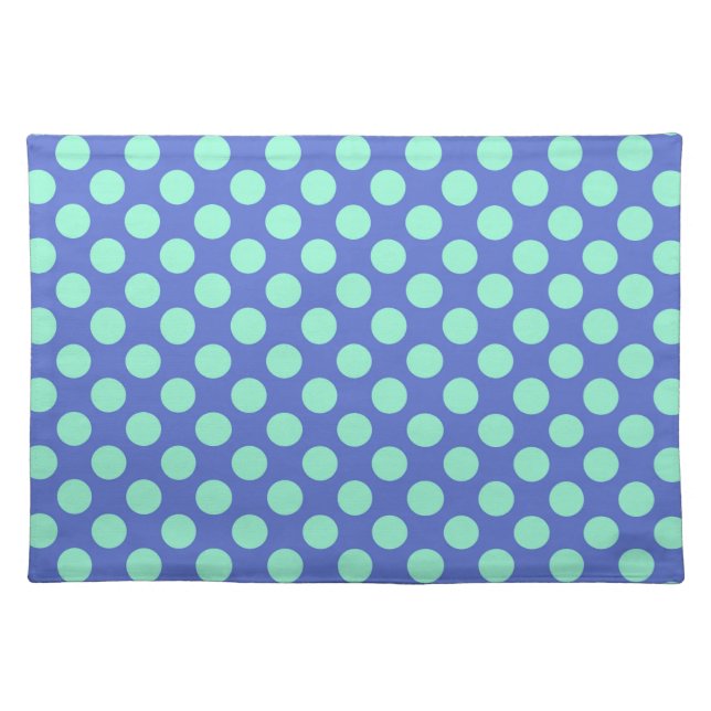 Mid-Century dots - multi pastels, blue Cloth Placemat (Front)
