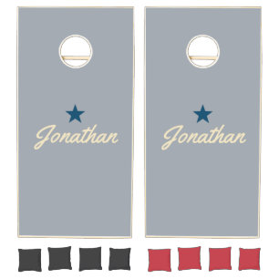 Mid-Century Dove Gray Vintage BL Star Signature Cornhole Set