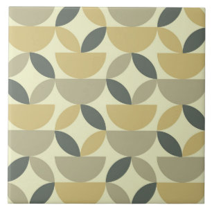 Mid Century Earth tone half Circles and shapes Ceramic Tile
