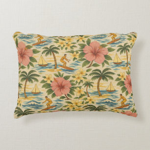 Mid Century Faded Hawaiian Shirt Print Accent Pillow