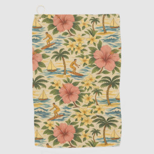 Mid Century Faded Hawaiian Shirt Print Golf Towel