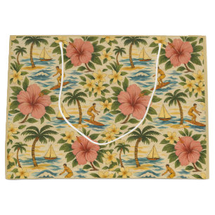 Mid Century Faded Hawaiian Shirt Print Large Gift Bag