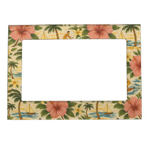 Mid Century Faded Hawaiian Shirt Print  Magnetic Frame