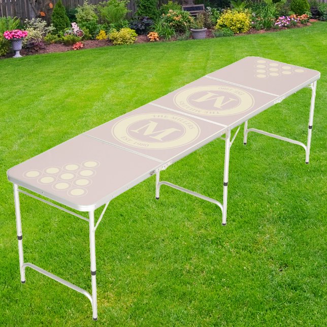 Mid-Century Family Monogram & Name Lavender Kiss Beer Pong Table (Creator Uploaded)