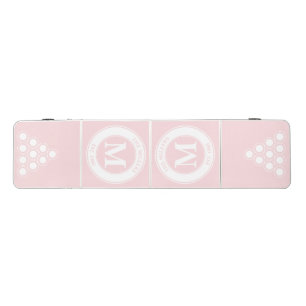 Mid-Century Family Monogram & Name Pink Whisper Beer Pong Table