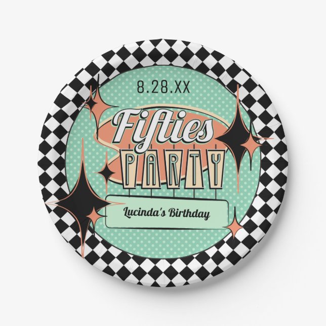 Mid-Century Fifties Party Paper Plates (Front)