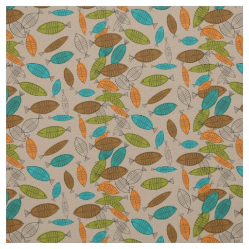 Mid-Century Fish Art Fabric